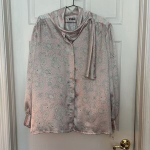 NWT Vintage Worthington Top Blouse Shirt, Paisley Long Sleeved Necktie, Size 24W